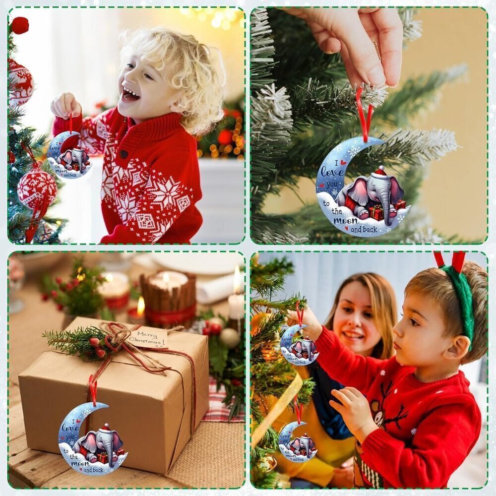 🆕 Elephant Christmas Ornaments Acrylic Tree Decoration Keepsake Party Supplies - Picture 6 of 7